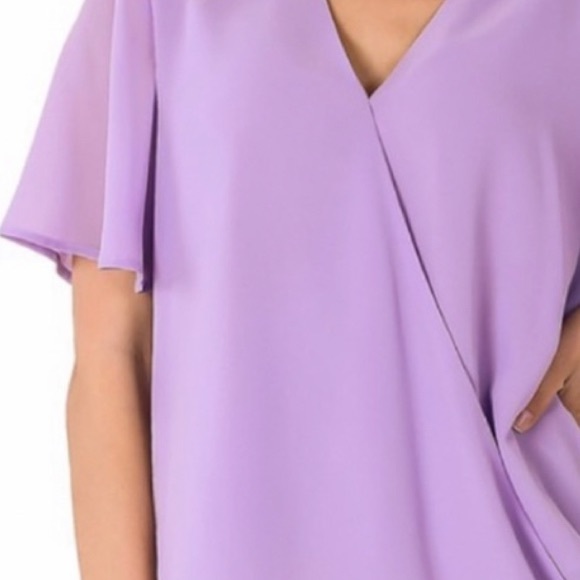 💼 Lavender Relaxed Flounced Sleeve Blouse - Picture 3 of 8